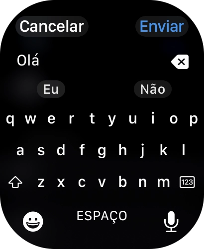 Prima o ícone de microfone e dite a sua mensagem.