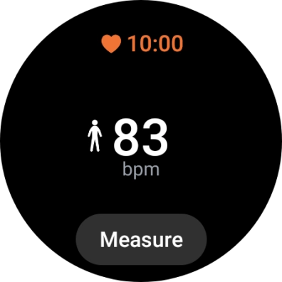 Press Measure and wait while your smartwatch measures your heart rate. Press Measure and wait while your smartwatch measures your heart rate.
