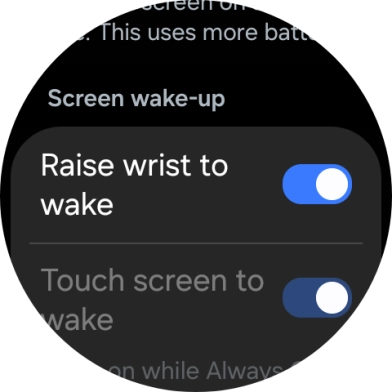 Press the indicator next to 'Raise wrist to wake' to turn the function on or off.