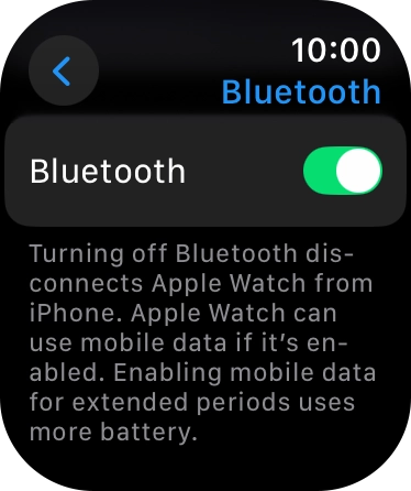 Press the indicator next to 'Bluetooth' to turn the function on or off.