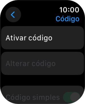 Prima Ativar código e introduza um código de bloqueio à escolha duas vezes de seguida.