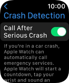 Press the indicator next to 'Call After Serious Crash' to turn on the function.