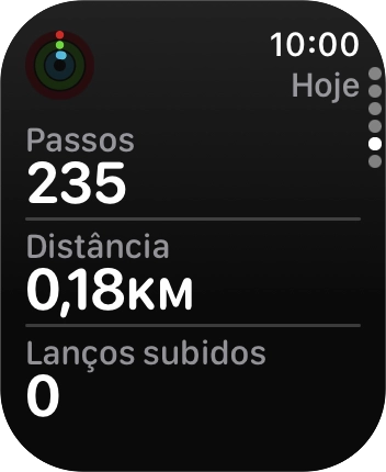 Deslize o dedo para baixo para voltar à visão geral com os anéis coloridos.