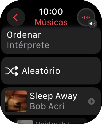 Vá até à categoria ou lista de reprodução pretendida e prima o ficheiro de música pretendido.