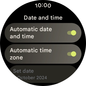 Press the indicator next to 'Automatic time zone' to turn off the function.