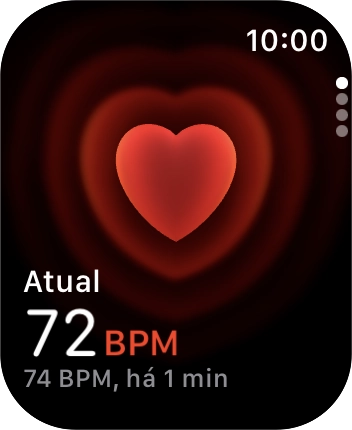 A sua pulsação atual é mostrada sob Atual.
