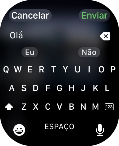 Prima o ícone de microfone e dite a sua mensagem.