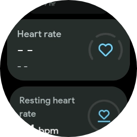 Your heart rate is displayed below Heart rate. Your heart rate is displayed below Heart rate.