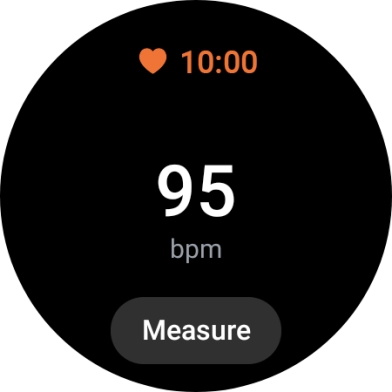 Press Measure and wait while your smartwatch measures your heart rate. Press Measure and wait while your smartwatch measures your heart rate.