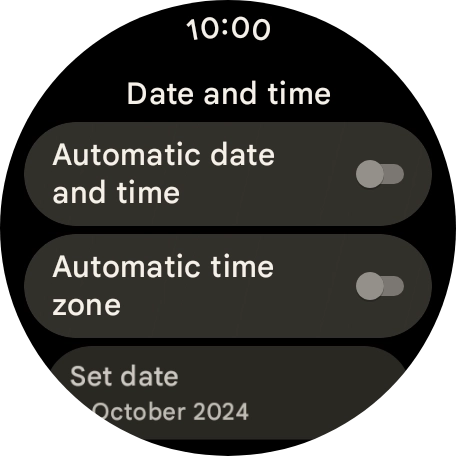 Press the indicator next to 'Automatic date and time' to turn on the function.
