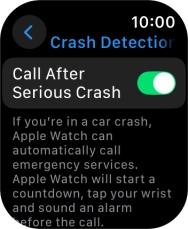 Press the indicator next to 'Call After Serious Crash' to turn on the function.