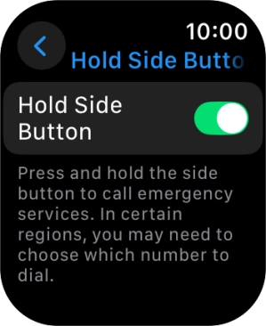 Press the indicator next to 'Hold Side Button' to turn the function on or off.