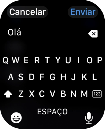 Prima o ícone de microfone e dite a sua mensagem.