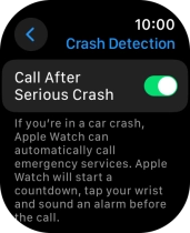 Press the indicator next to 'Call After Serious Crash' to turn on the function.