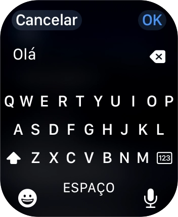 Prima o ícone de microfone e dite a sua mensagem.