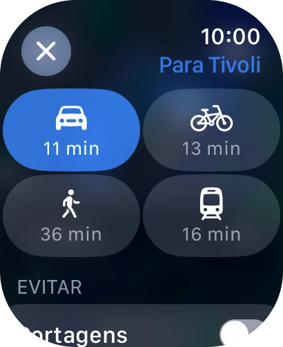 Prima o transporte pretendido.