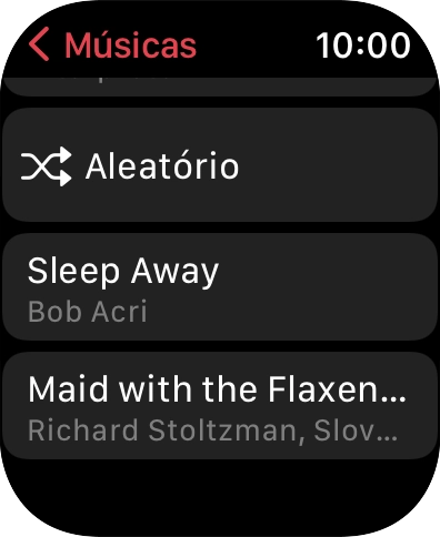 Vá até à categoria ou lista de reprodução pretendida e prima o ficheiro de música pretendido.