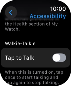 Press the required category below 'Walkie-Talkie' and follow the instructions on the screen to select the required settings.