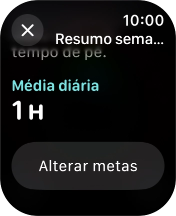 Siga as indicações no ecrã para ter uma visão geral da semana atual ou para ajustar as suas metas de atividade diária.
