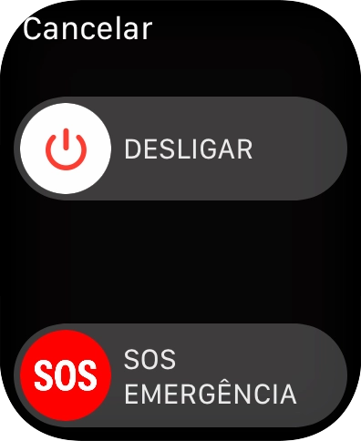 Prima o ícone para desligar e arraste-o para a direita.