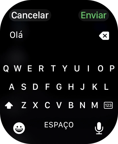 Prima o ícone de microfone e dite a sua mensagem.