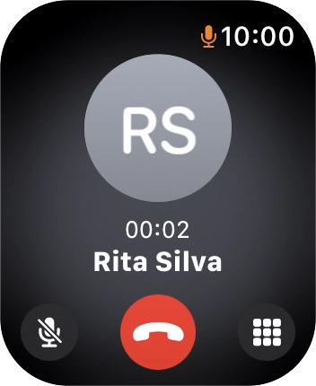 Prima o ícone para terminar a chamada.