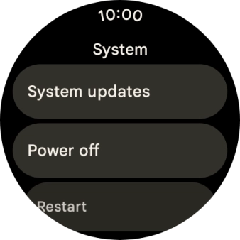 Press System updates. If a new software version is available, it's displayed. Follow the instructions on the screen to update the smartwatch software.
