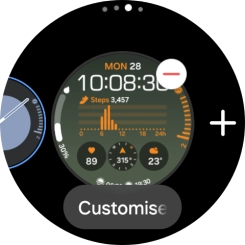 Press the required watch face.