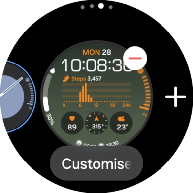Press the required watch face.