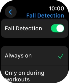 Press the indicator next to 'Fall Detection' to turn on the function.