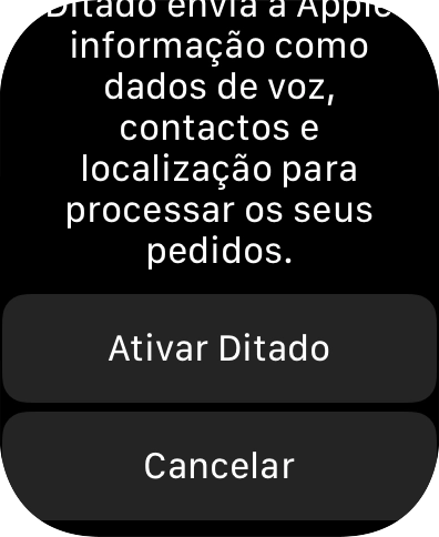 Se ativar a função, prima Ativar Ditado.