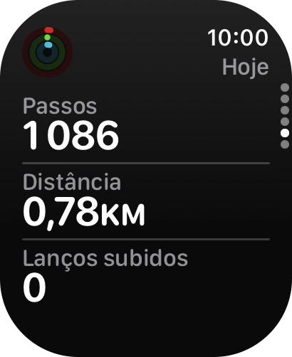 Deslize o dedo para baixo para voltar à visão geral com os anéis coloridos.