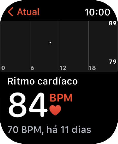 A sua pulsação atual é mostrada sob Atual.