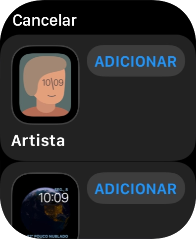 Prima o mostrador de relógio pretendido.