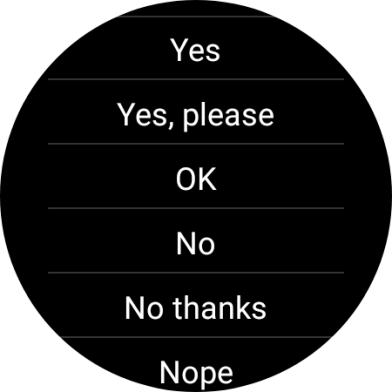 Press the required reply.