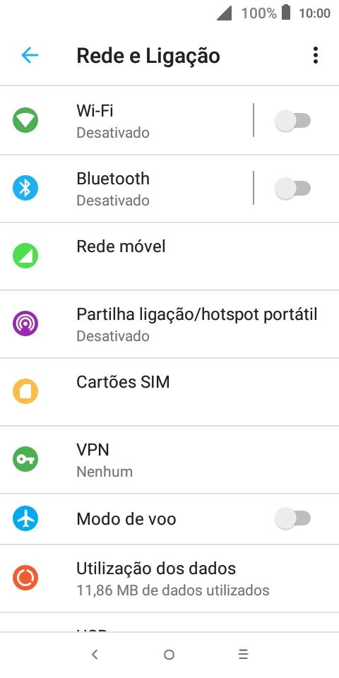 Prima Partilha ligação/hotspot portátil.
