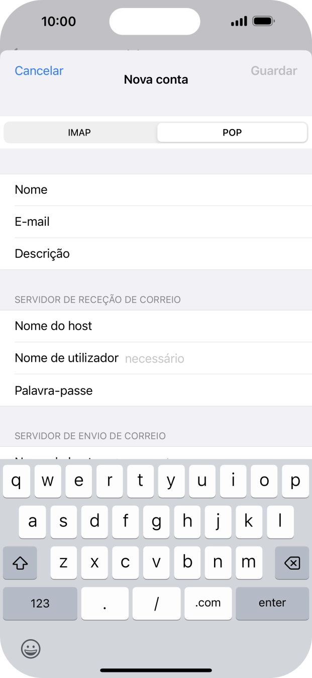 Prima Nome de utilizador e introduza o nome de utilizador da sua conta de e-mail na Vodafone.