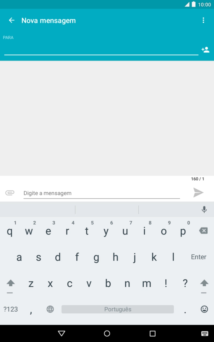 Abra uma nota, mensagem ou e-mail para que o teclado apareça no ecrã e o tablet fique pronto para a escrita de texto.