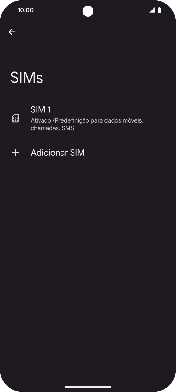 Prima o nome do cartão SIM.