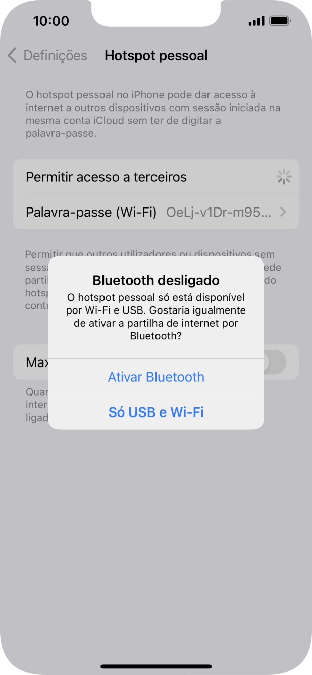 Se o Wi-Fi estiver ativado, prima Só USB e Wi-Fi .