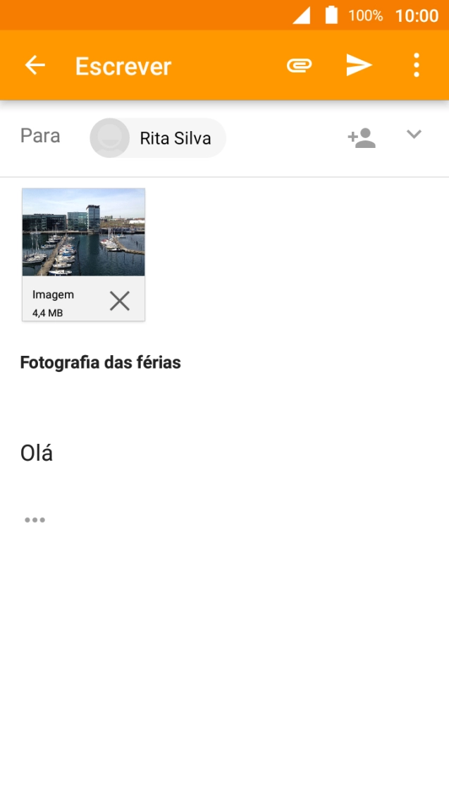 Prima o ícone para enviar.
