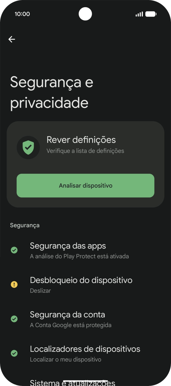Prima Desbloqueio do dispositivo.