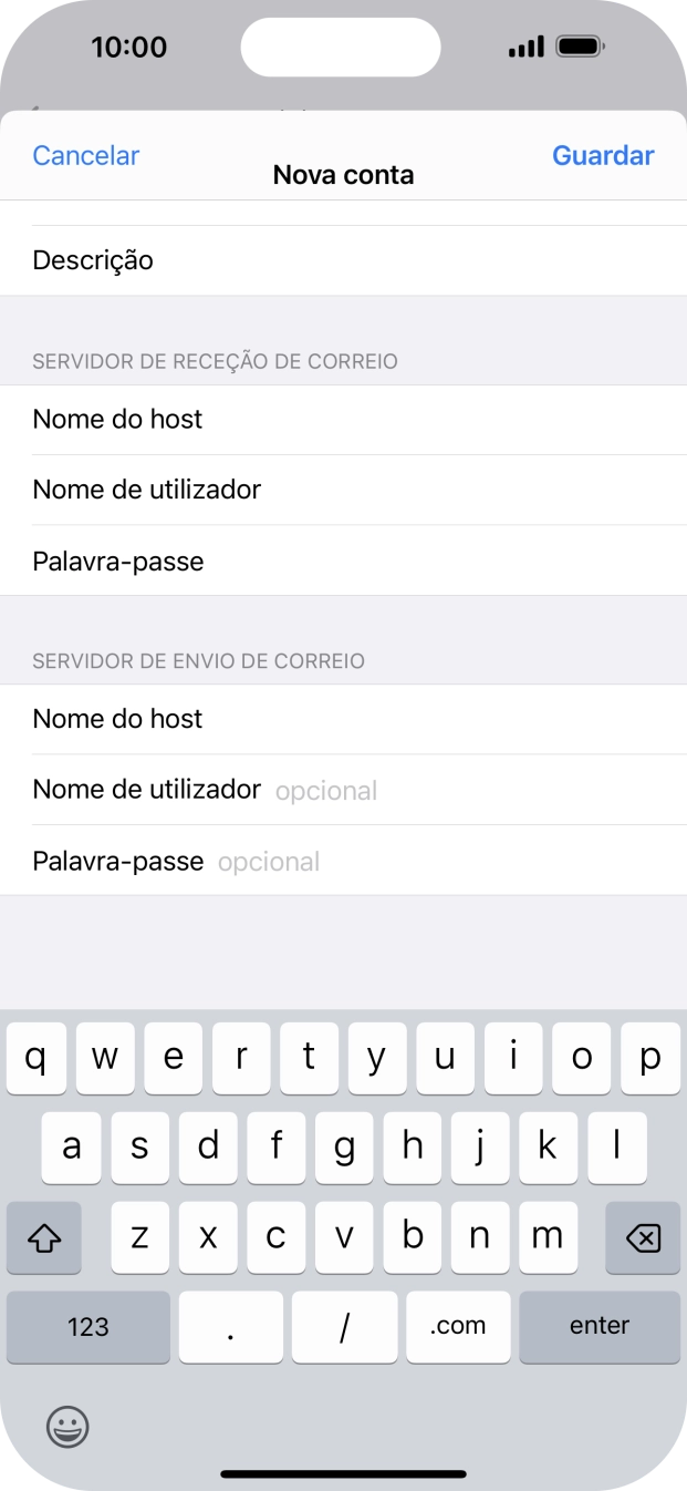 Prima Nome de utilizador e introduza o nome de utilizador da sua conta de e-mail na Vodafone.