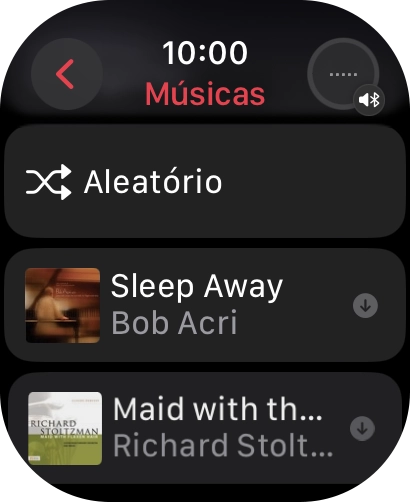 Vá até à categoria ou lista de reprodução pretendida e prima o ficheiro de música pretendido.