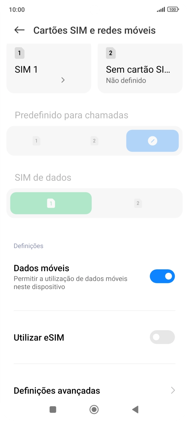 Prima o nome do cartão SIM.