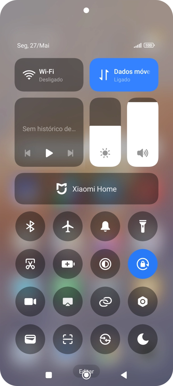 Prima o ícone de perfil para ativar ou desativar o perfil silencioso.