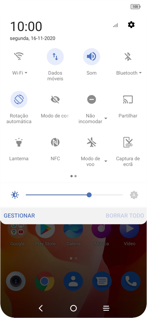 Prima o ícone de modo de voo para ativar ou desativar a função.