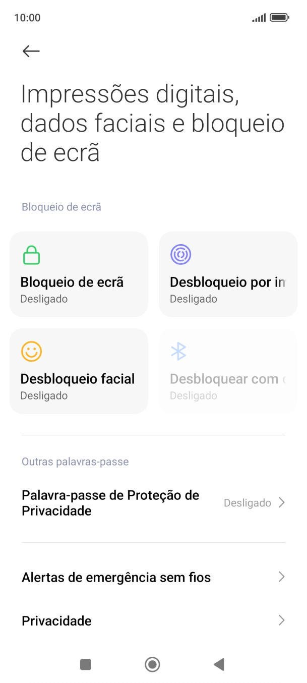 Prima Desbloqueio por impressão digital.