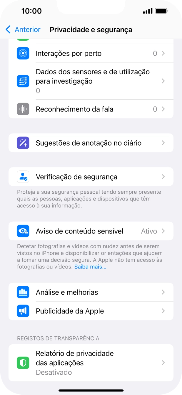 Prima Relatório de privacidade das aplicações.