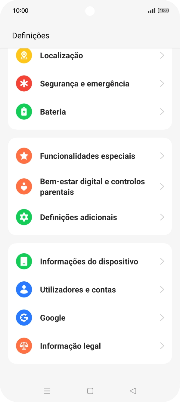 Prima Utilizadores e contas.